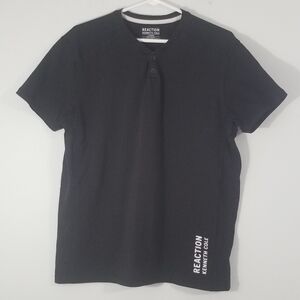 Kenneth Cole Reaction Black Tee Shirt. Logo Printed at Bottom of Shirt. Size L.